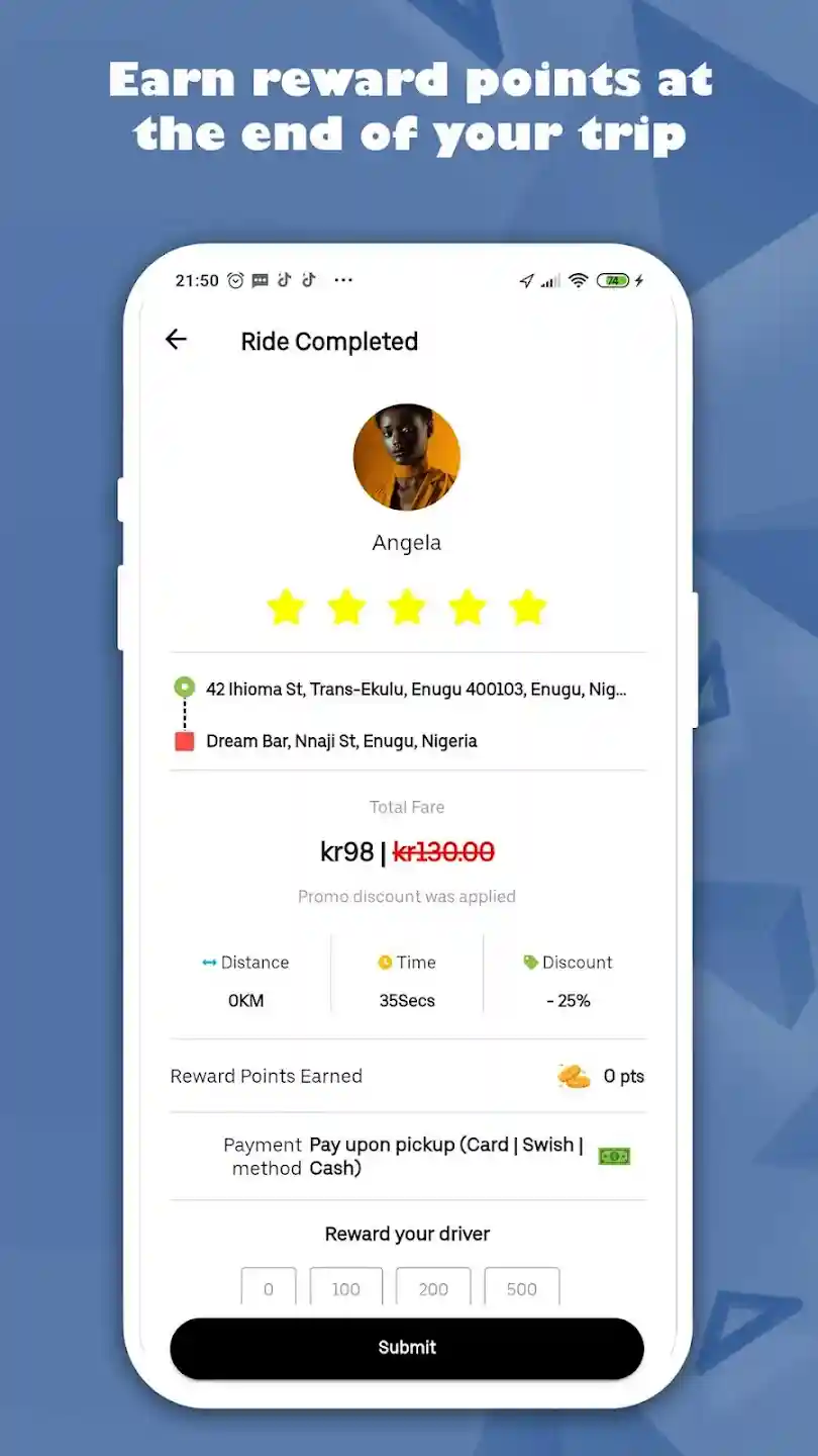 Taxi Point app – belöningar och poäng